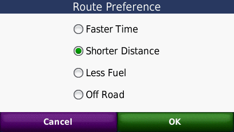 Route optimization settings
