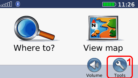 Getting Unit ID on Garmin® nüvi 710, Step 1: Tap Tools icon